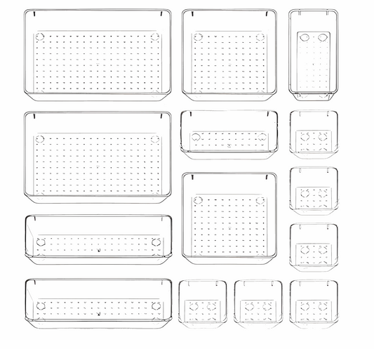 WESOUQ™ Multi-Purpose Drawer Organizer Set Different sizes Clear Vanity Tray Organizers &storage Boxes