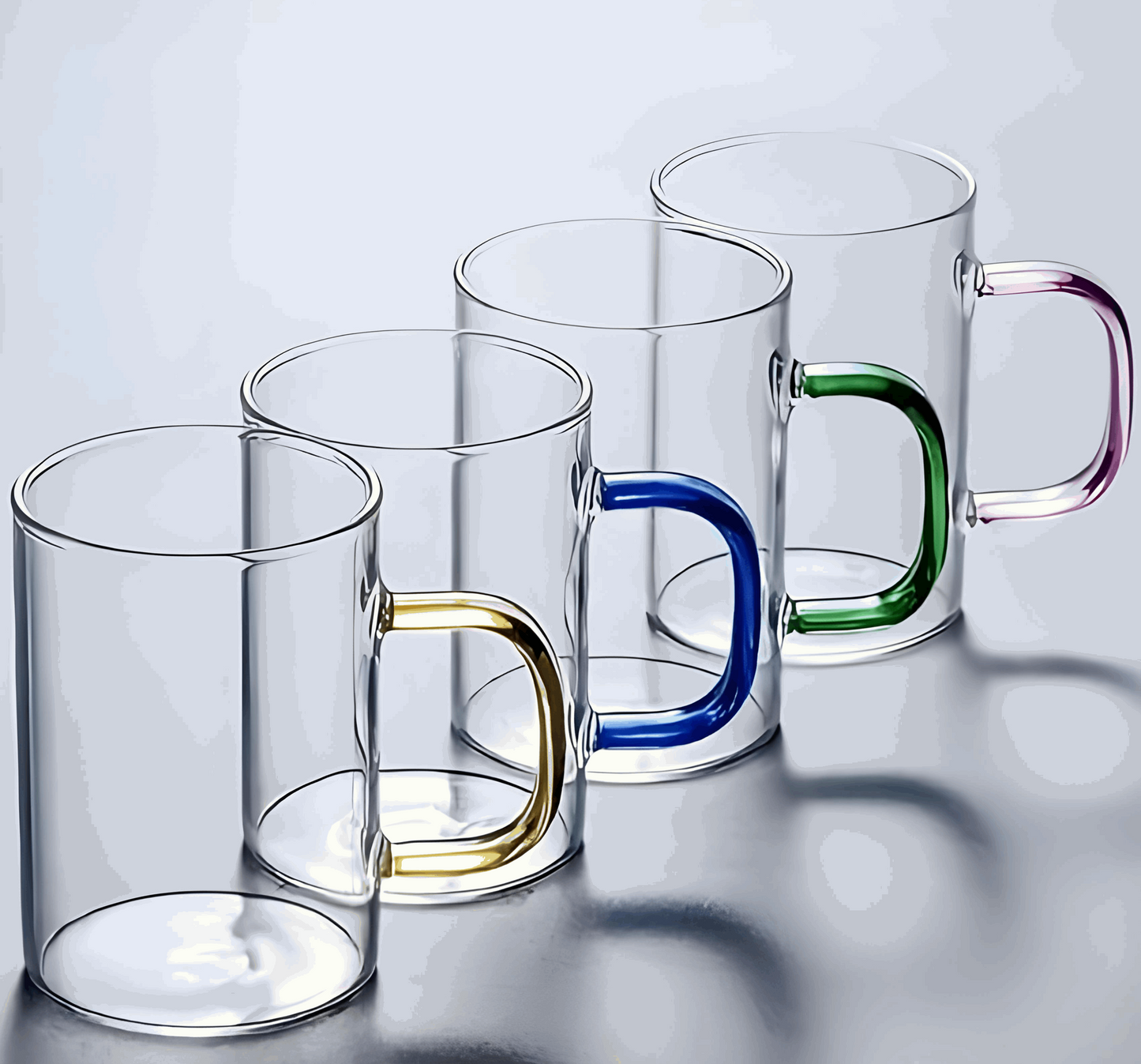 WESOUQ™ Ribbed Glassware Glass Coffee Mugs for Home(Set Of 6),Clear Insulated Glass Tea Cups