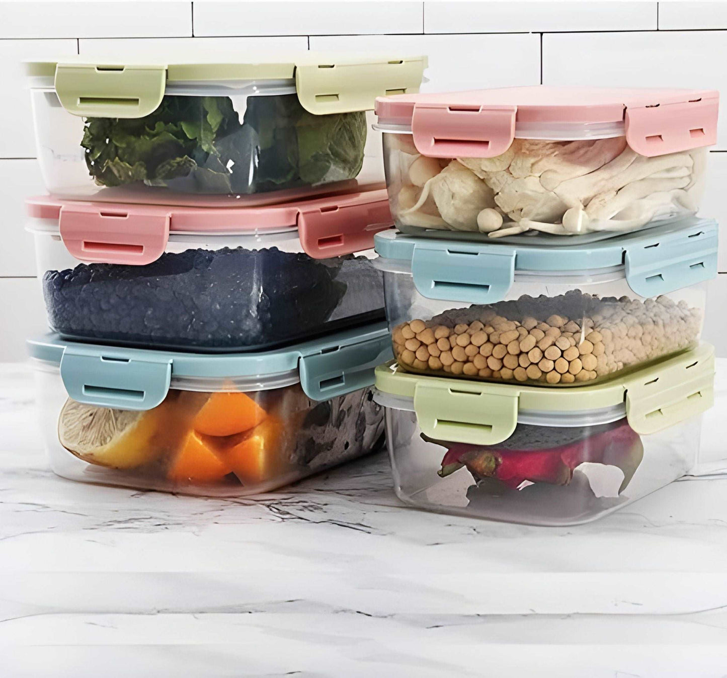 WESOUQ™ Green Rectangular Food Storage Containers with Leak-Proof Lids -6 large ice pack Microwave & Dishwasher Safe