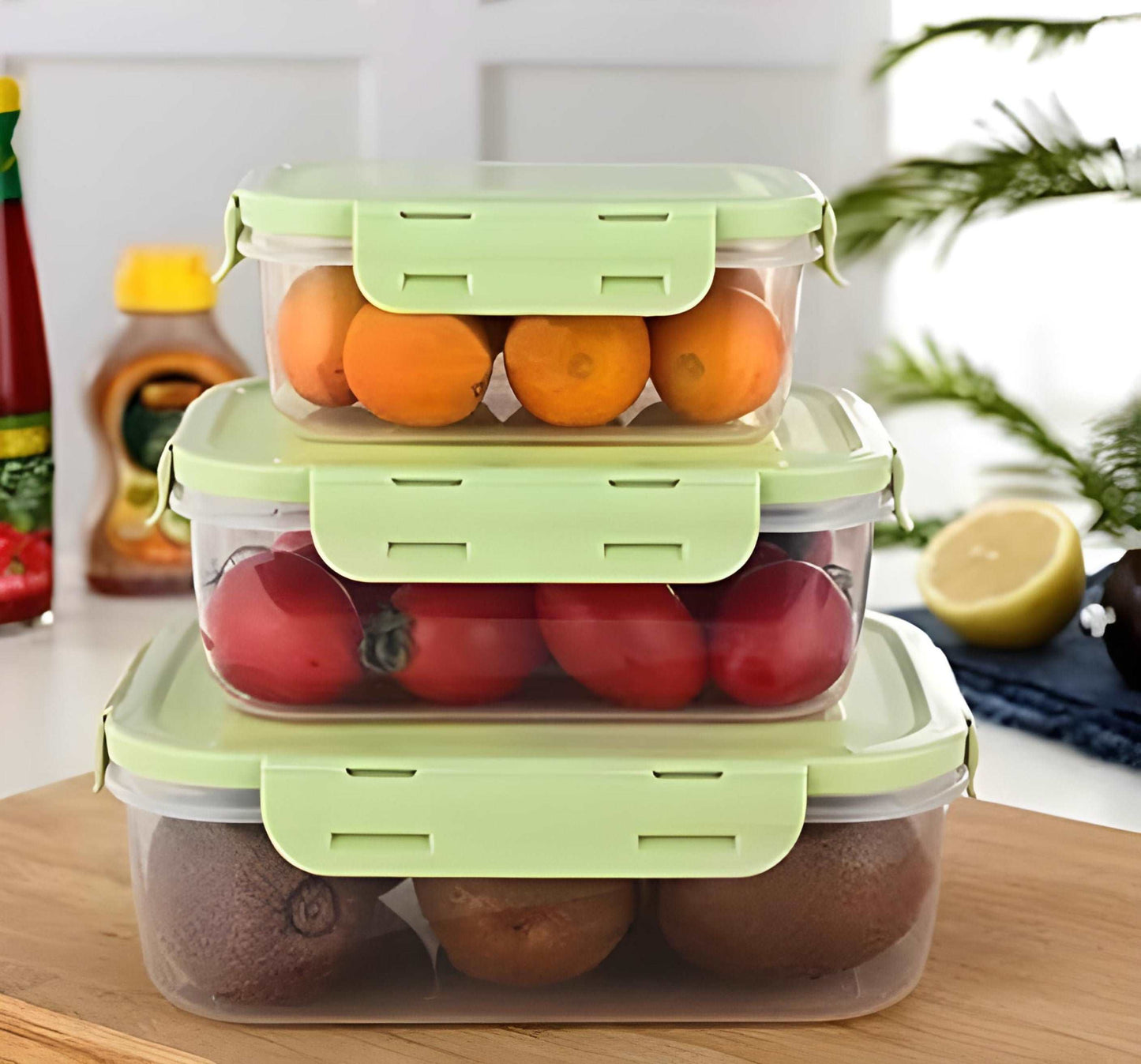 WESOUQ™ Green Rectangular Food Storage Containers with Leak-Proof Lids -6 large ice pack Microwave & Dishwasher Safe