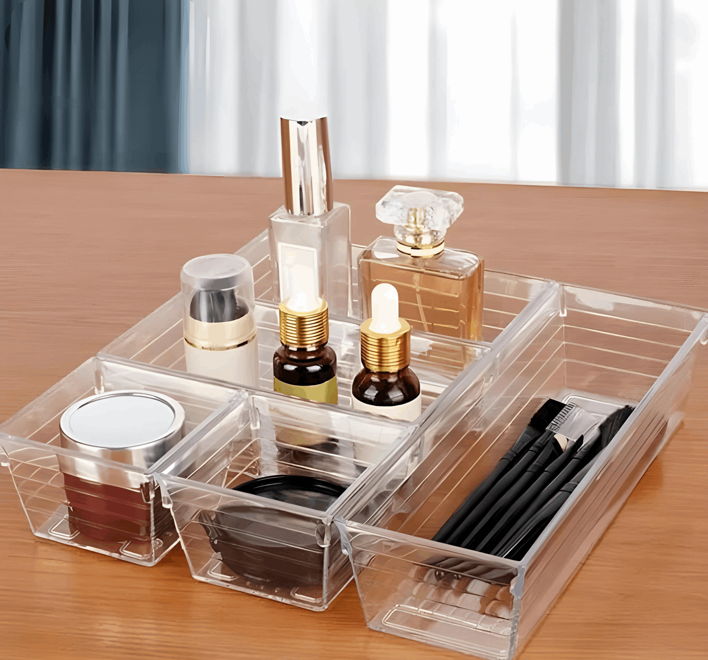 WESOUQ™ Multi-Purpose Drawer Organizer Set Different sizes Clear Vanity Tray Organizers &storage Boxes