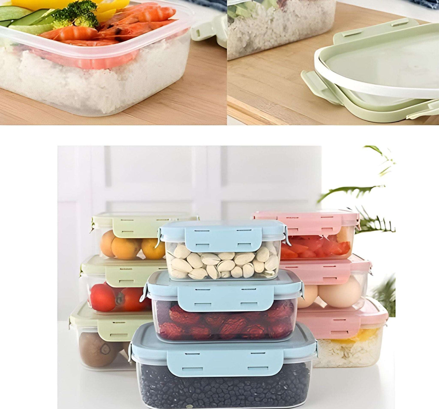 WESOUQ™ Green Rectangular Food Storage Containers with Leak-Proof Lids -6 large ice pack Microwave & Dishwasher Safe