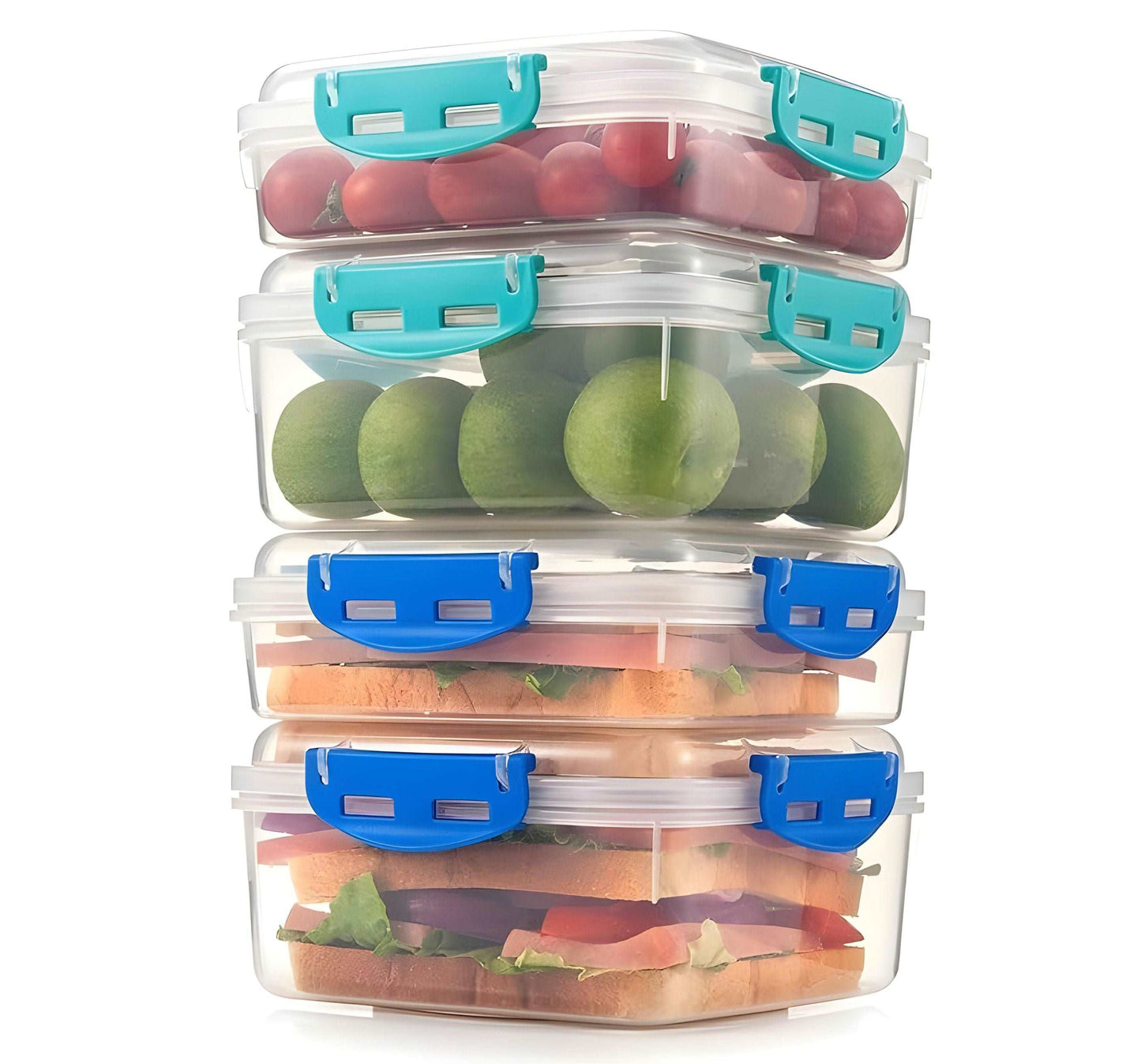 WESOUQ™ 4 PCS Airtight BPA-Free Sandwich Containers - Microwave and Dishwasher Safe,