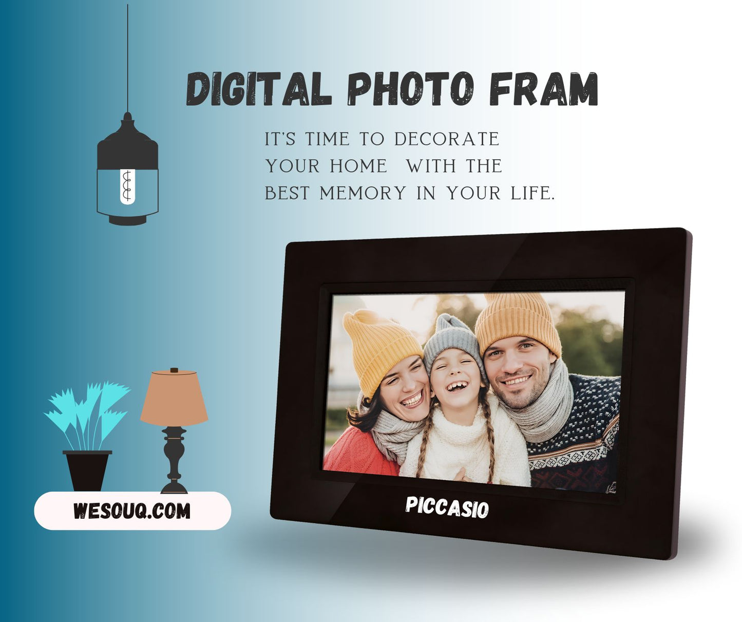 PICCASIO™ Smart WiFi Digital Photo Frame with 10.1 inch IPS Touch Screen, Perfect for Displaying