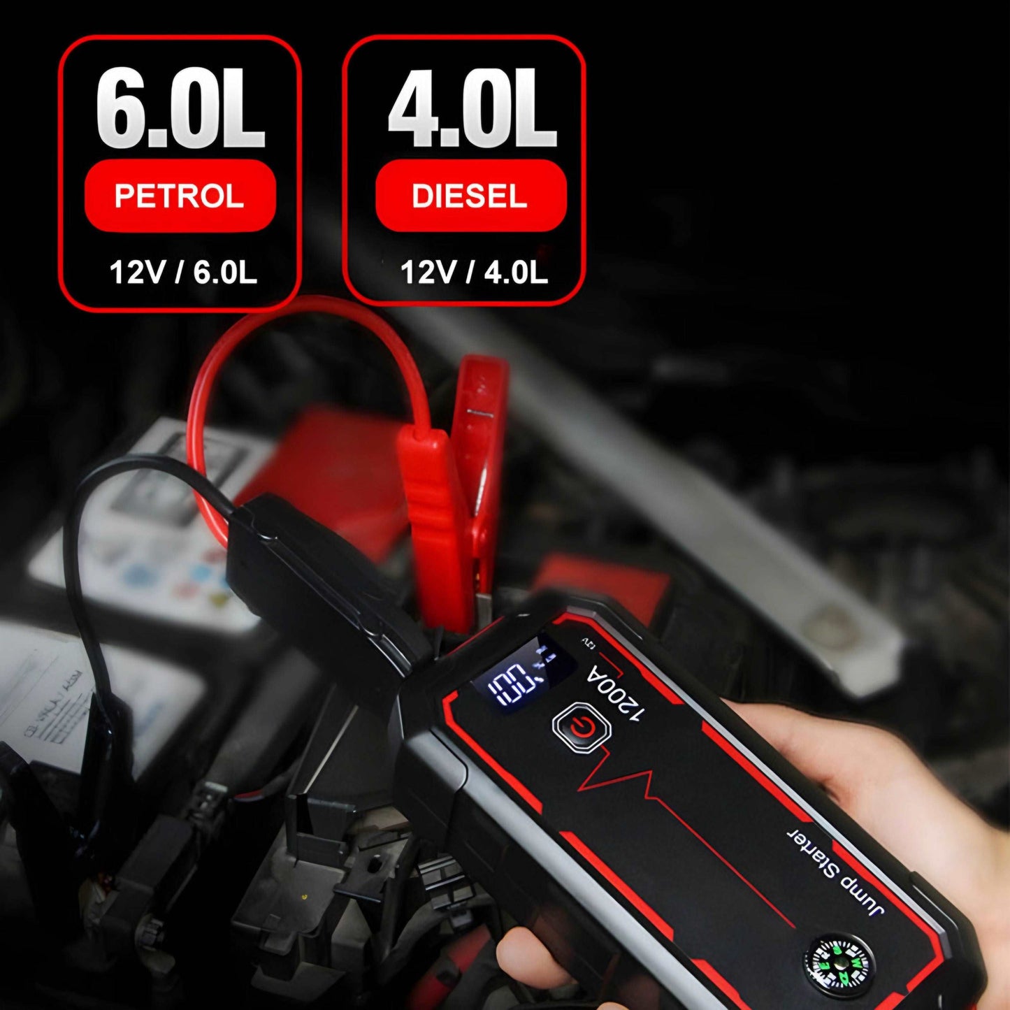 WESOUQ™  Car Jump Starter Power Bank, 1200A Jump Starter Power Bank 10000 mAh Portable Charger Output Device