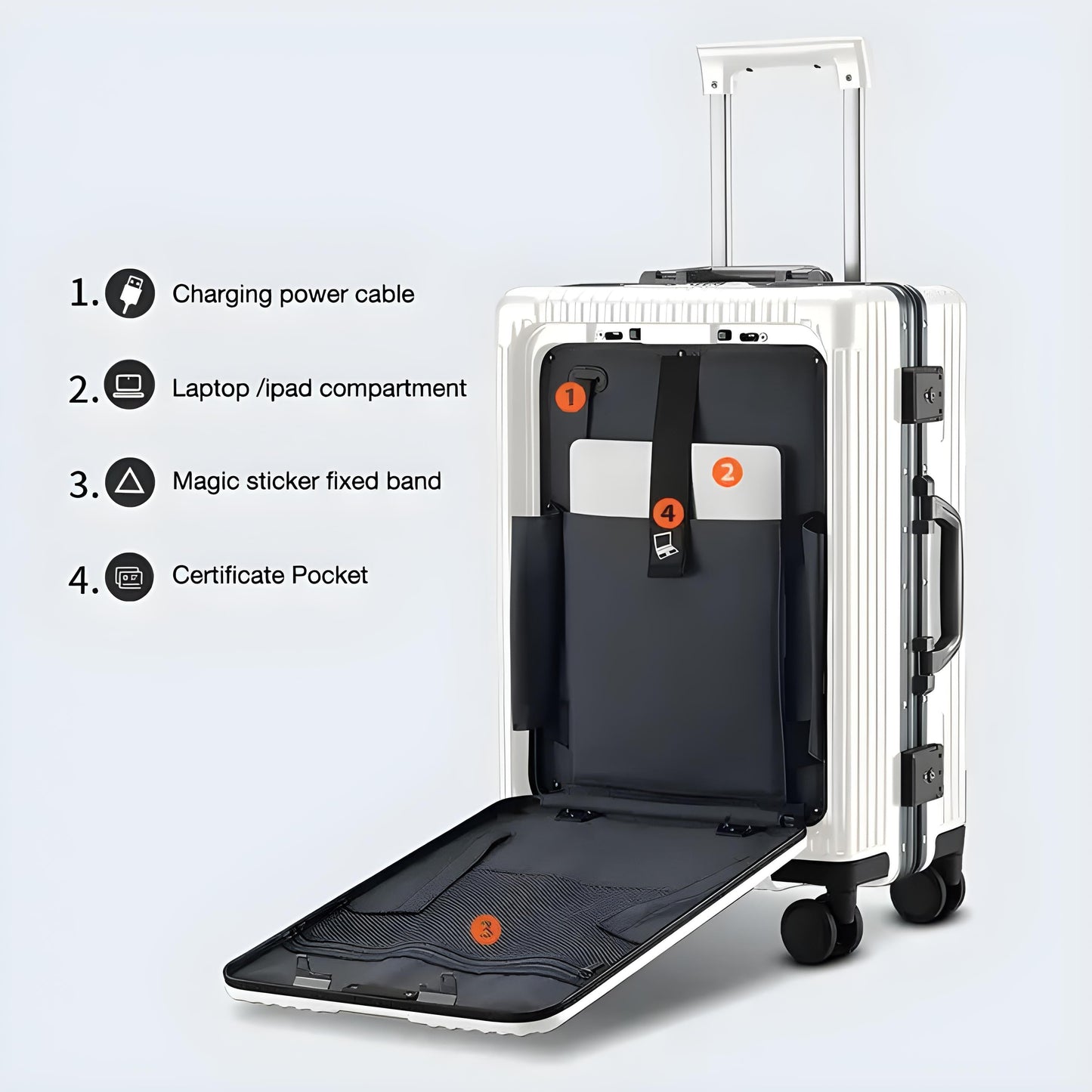 WESOUQ™ Travel Luggage with Spinner Wheels, Aluminum-framed suitcase, Laptop pocket