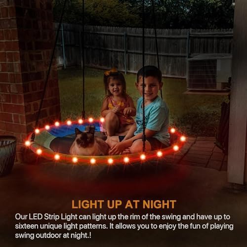 WESOUQ™ Outdoor Toddler Swing - LED Saucer with Multi-Stranded Ropes