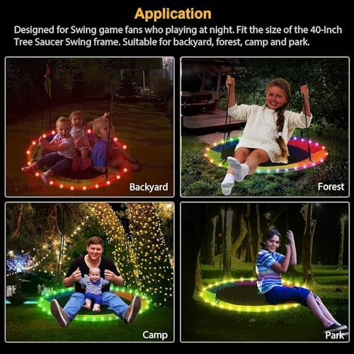 WESOUQ™ Outdoor Toddler Swing - LED Saucer with Multi-Stranded Ropes