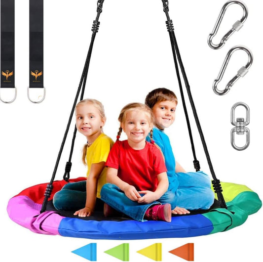 WESOUQ™ Rainbow Saucer Tree Swing - Durable, Waterproof, UV-Resistant, with Extra Hanging Straps