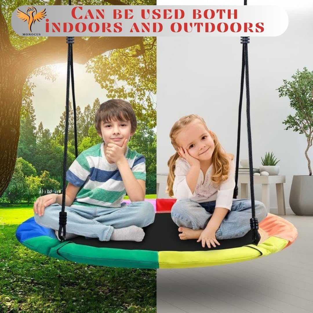 WESOUQ™ Rainbow Saucer Tree Swing - Durable, Waterproof, UV-Resistant, with Extra Hanging Straps