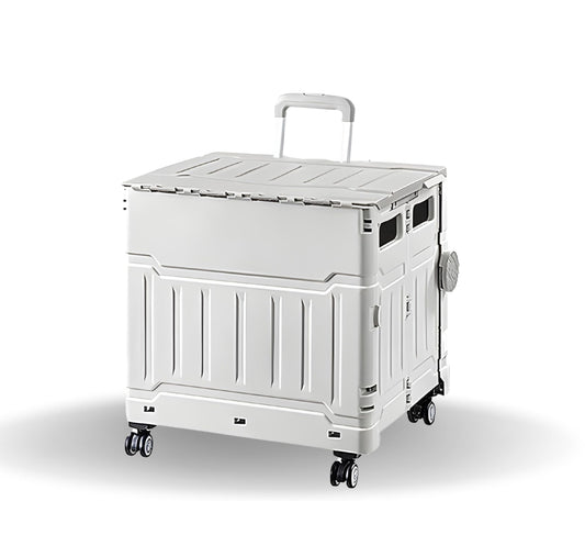 WESOUQ™ Folding Shopping Cart Trolley with One-piece Lid.50L & 50KG Boot Cart on 4 Wheels, Collapsible Trolley Box