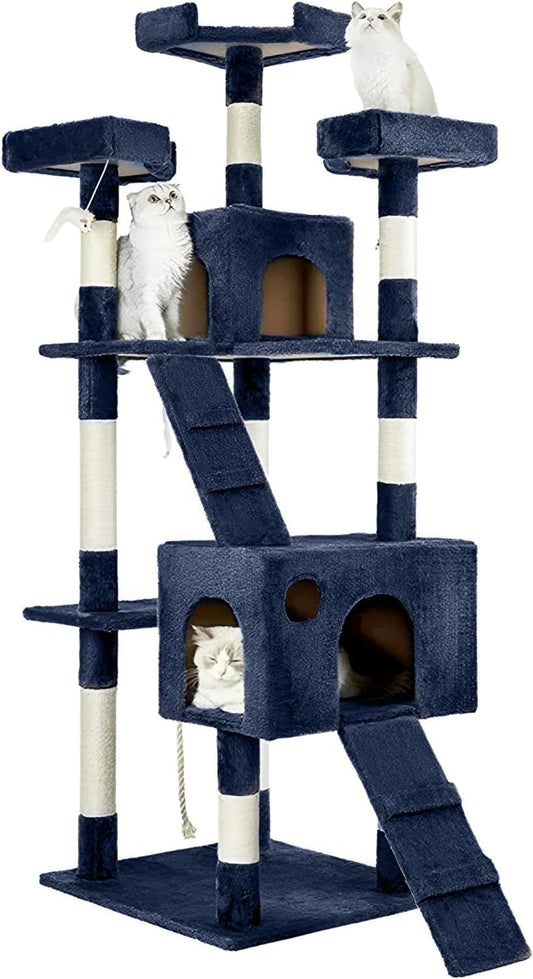 WASOUQ® Multi-Level 170cm Cat Tree with Hammock, Ladder & Scratching Posts