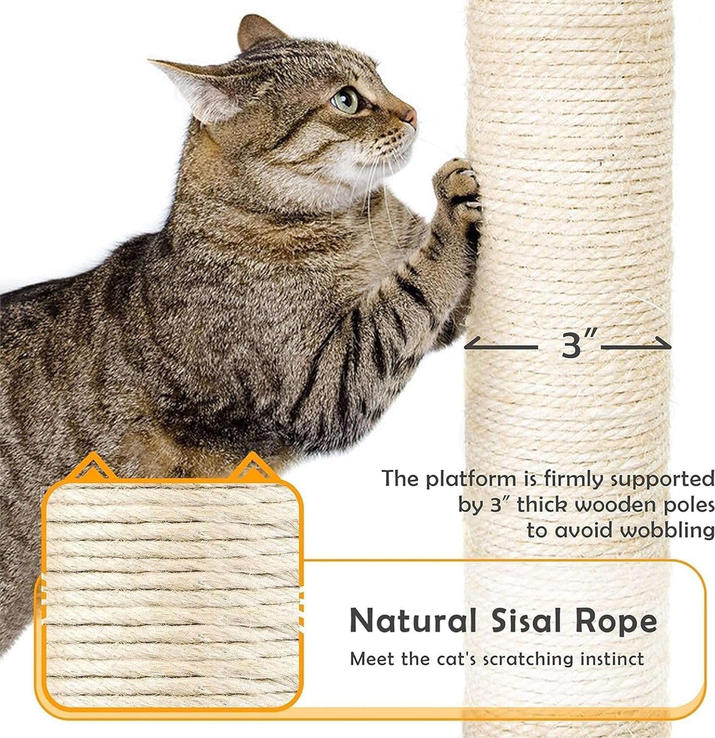 WASOUQ® Multi-Level 170cm Cat Tree with Hammock, Ladder & Scratching Posts